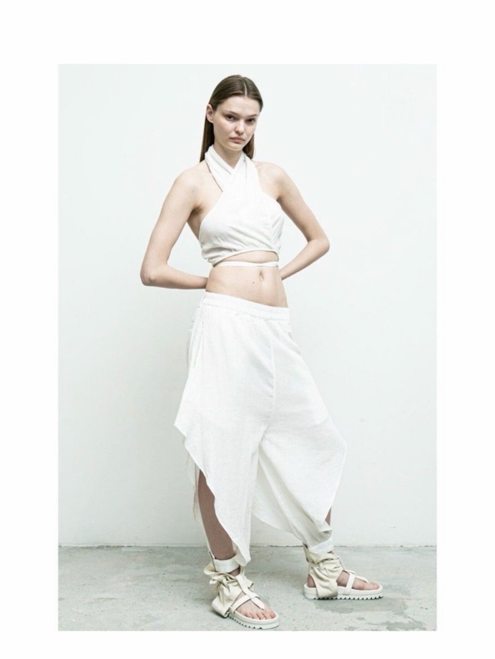 Nicholas K Citra Pants Size Large – Ivory, Draped, Elastic Waist, Relaxed Fit - Picture 4 of 10